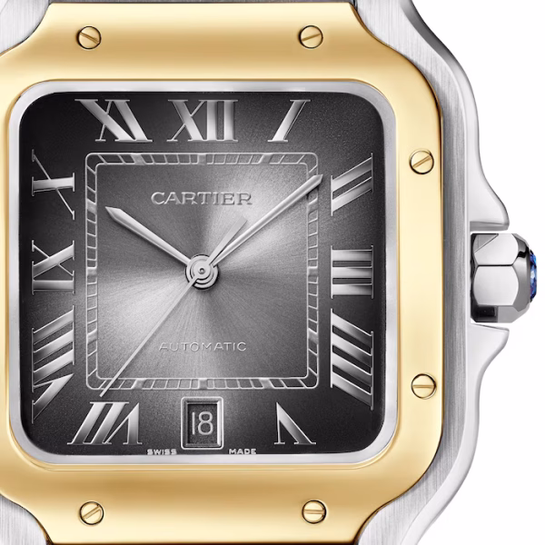 Cartier Santos De Cartier Watch, Large Model, Automatic Winding, Steel Case, Yellow Gold, Interchangeable Leather Strap - Image 2