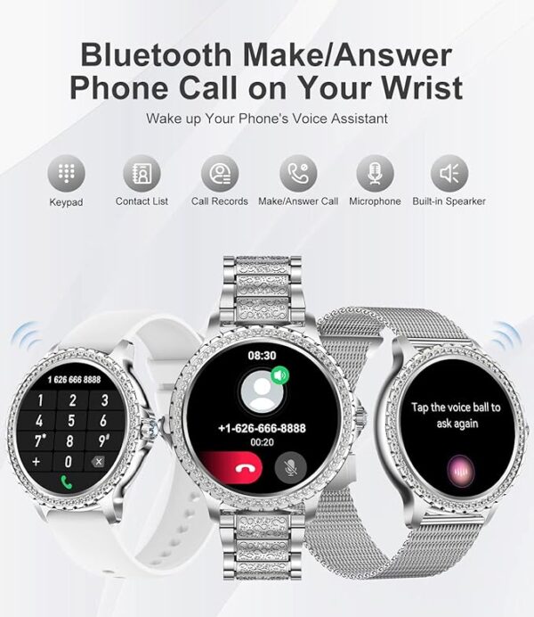 LIGE Smart Watch for Women, Bluetooth Call 1.32" Ladies Fitness Watch with Blood Pressure/Oxygen/Heart Rate Monitor Pedometer, IP67 Waterproof Sports Smartwatch Compatible for Android iOS Phones - Image 6