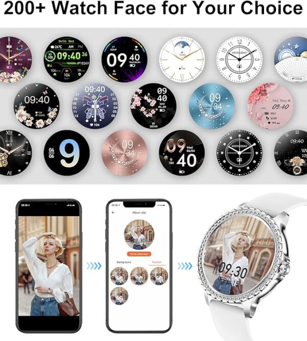 LIGE Smart Watch for Women, Bluetooth Call 1.32" Ladies Fitness Watch with Blood Pressure/Oxygen/Heart Rate Monitor Pedometer, IP67 Waterproof Sports Smartwatch Compatible for Android iOS Phones - Image 7