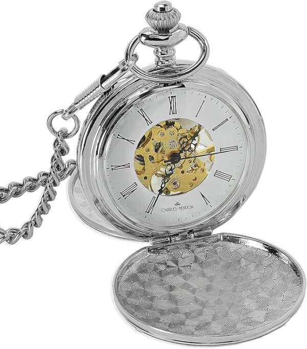 Charles Hendon Personalised Mechanical Pocket Watches - Gold, Silver or Rose Gold - Free Box and Engraving - Groomsmen Gift